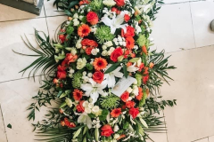 orange & white coffin spray