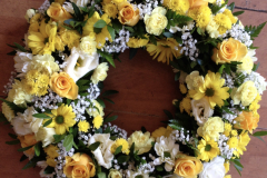 Yellow & white flowered funeral wreath