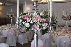 Candelabra & flower ring in pink & white
