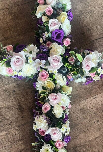 Funeral Coffin Cross - Mixed Flowers - Image 3