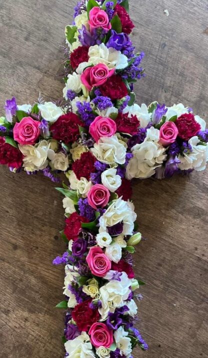 Funeral Coffin Cross - Mixed Flowers - Image 2