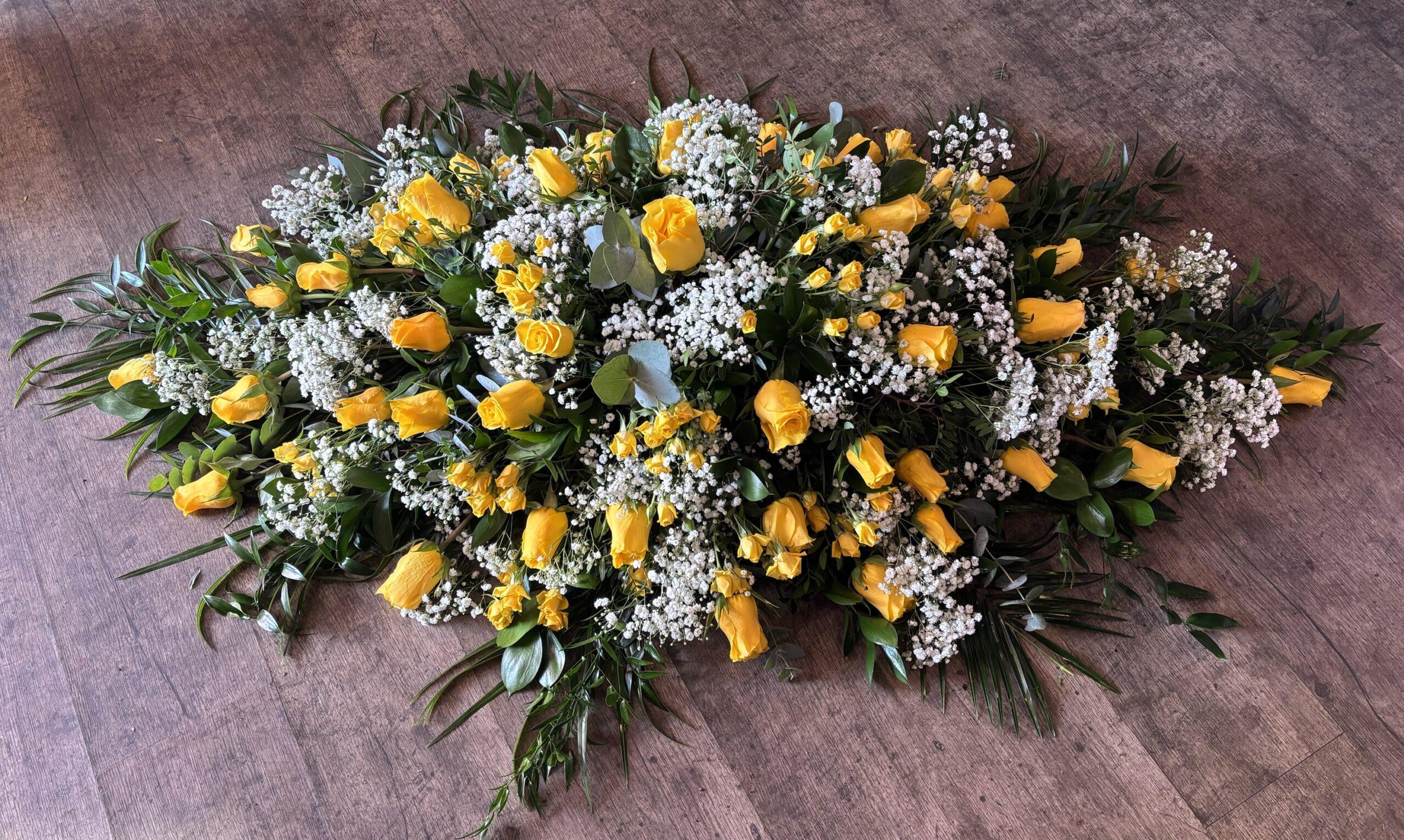 Rose and Spray Rose Funeral Coffin Spray