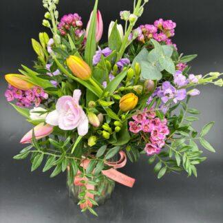 Mother’s Favourites Scented Fresh Flowers In a Glass Vase